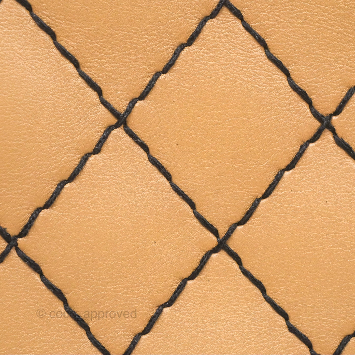 Chanel Contrast Stitch Surpique Bowler Bag Beige Calfskin Matte Black Hardware