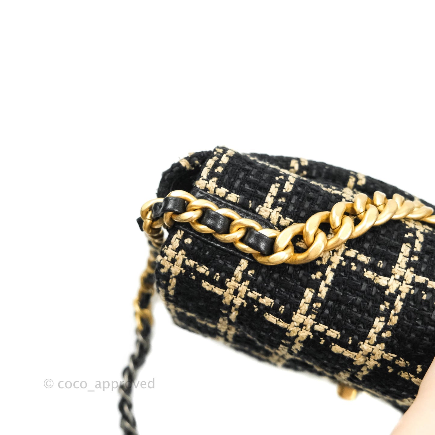 Chanel 19 Small Tweed Black and Gold Mixed Hardware