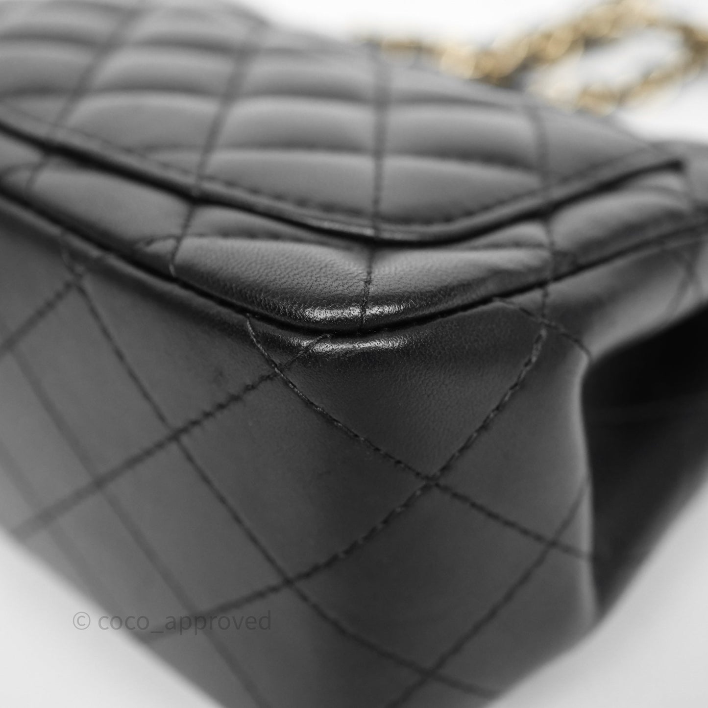 Chanel Mini Square Quilted Black Lambskin Gold Hardware