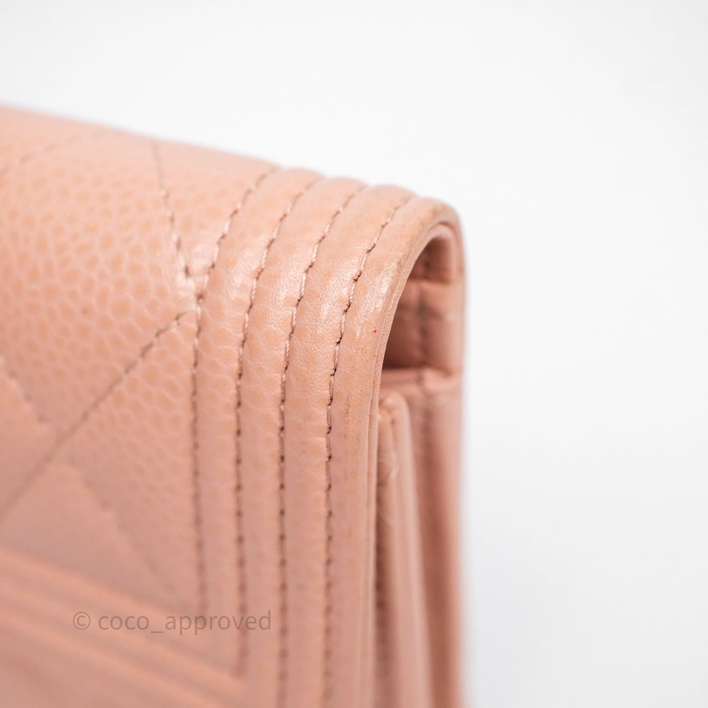 Chanel Quilted Boy Medium Trifold Flap Wallet Pink Caviar Gold Hardware