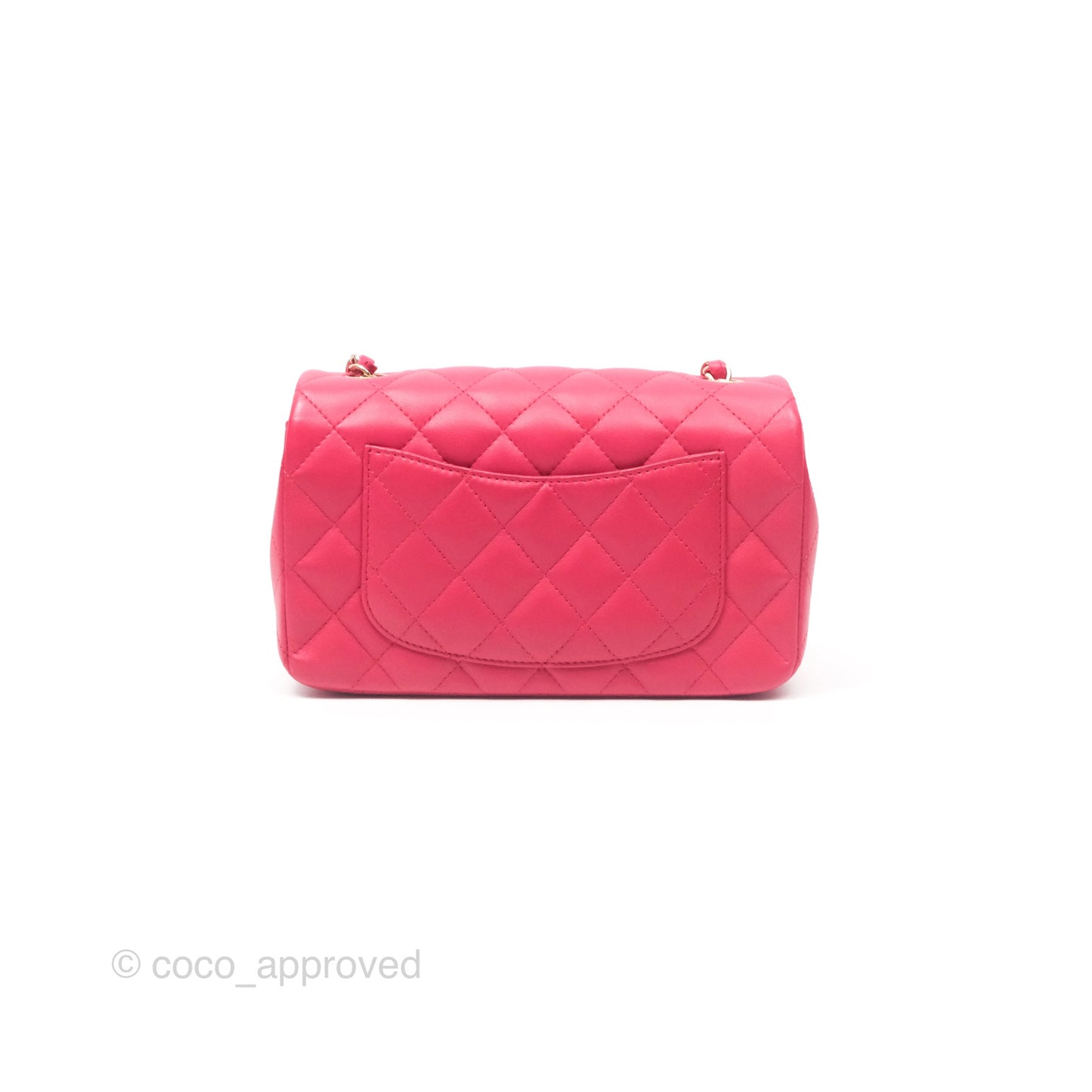 Chanel Quilted Mini Rectangular Flap Berry Red Lambskin Gold Hardware