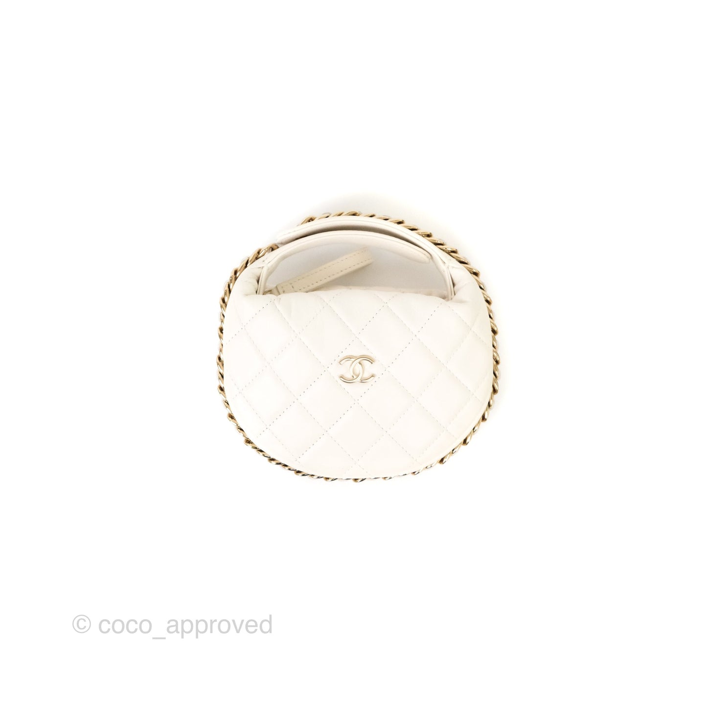 Chanel Chain Around Mini Hobo Pouch White Lambskin Gold Hardware 23C