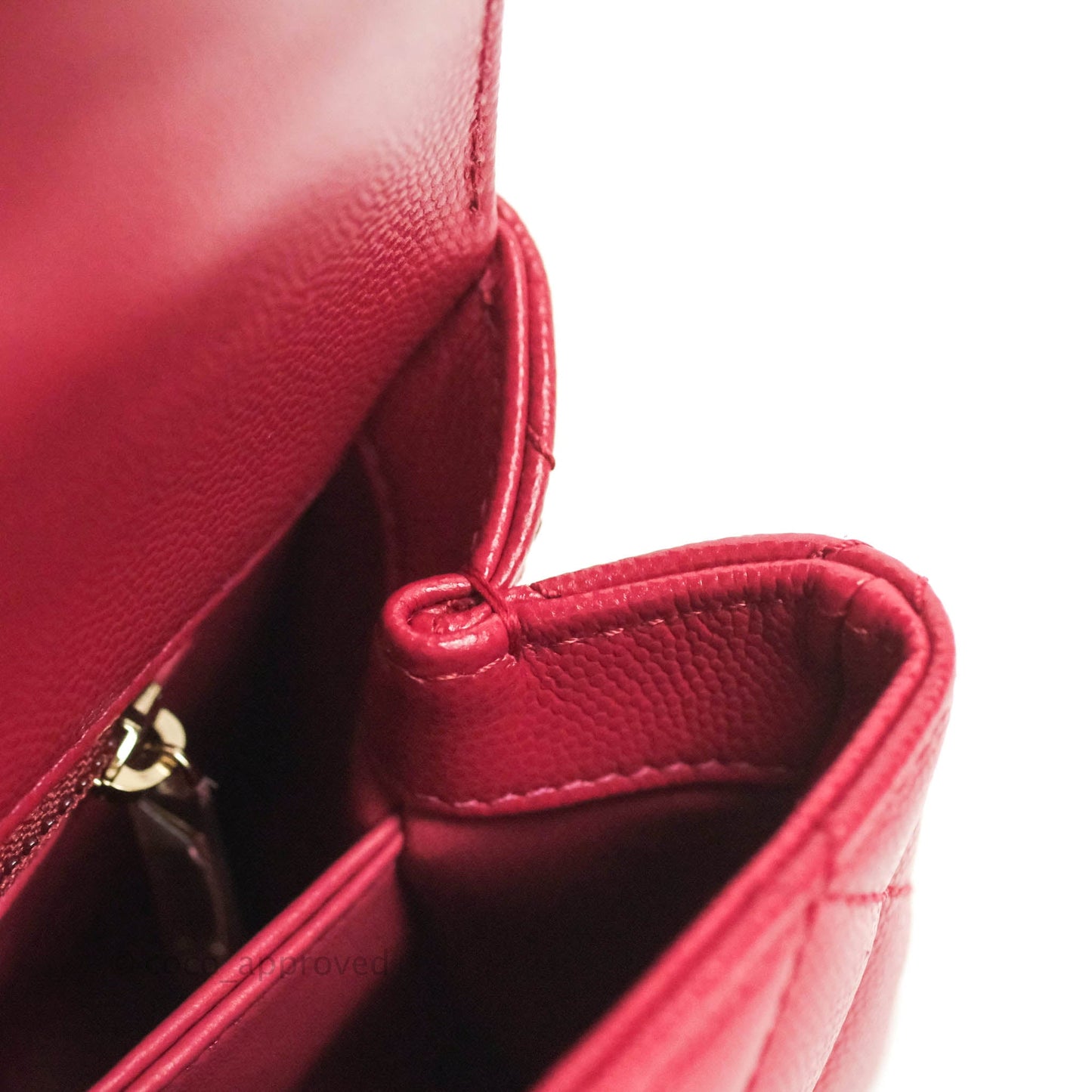 Chanel Mini (Small) Coco Handle Quilted Red Caviar Gold Hardware 21A