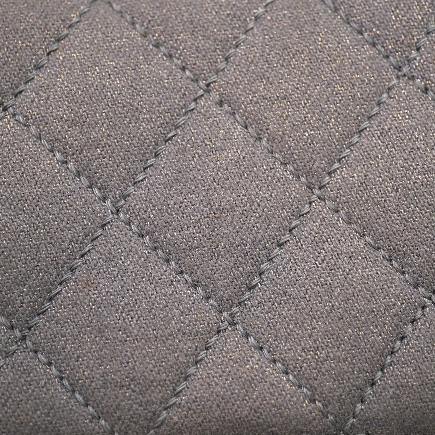 Chanel Classic M/L Medium Flap Quilted Iridescent Metallic Grey Canvas Silver Hardware