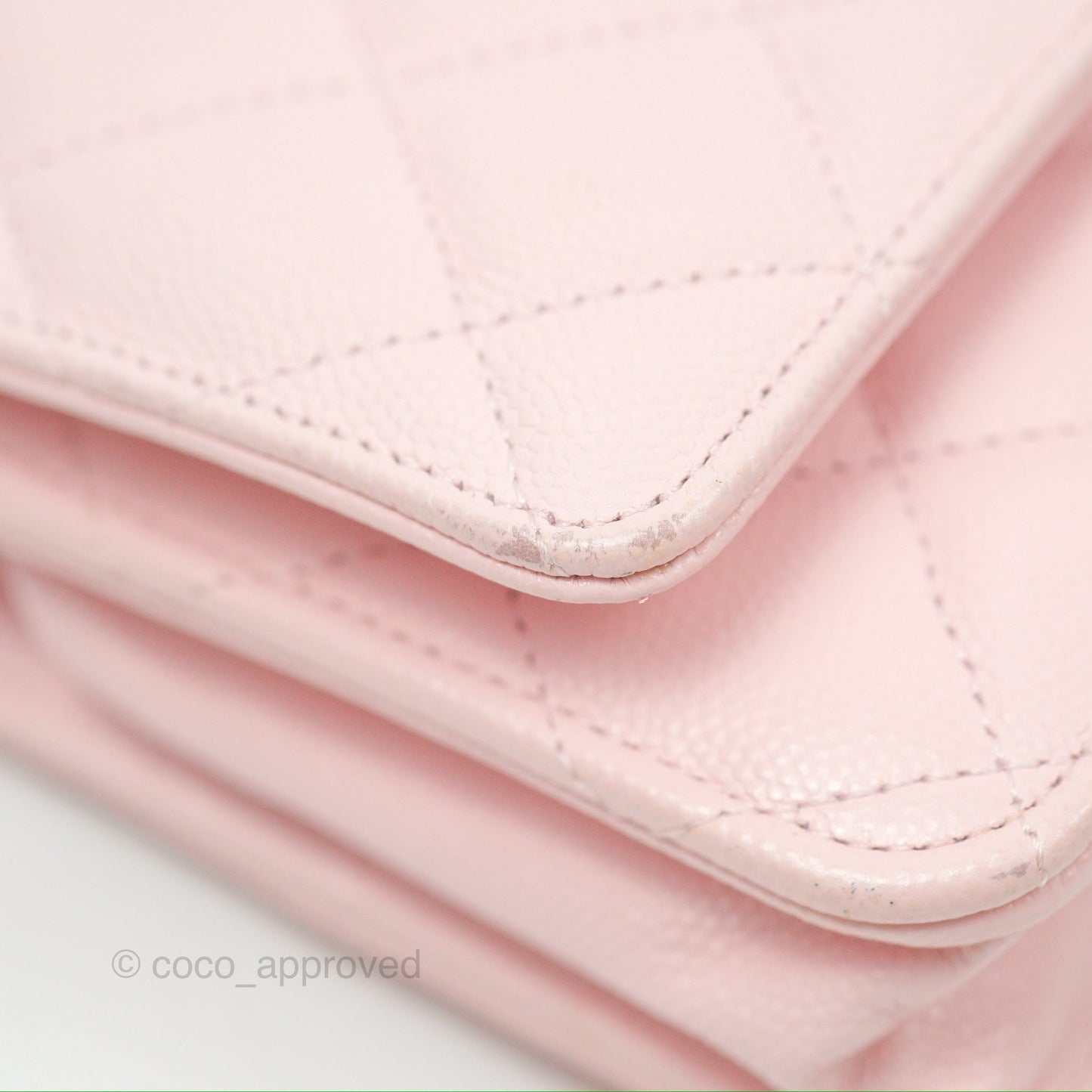 Chanel Quilted Classic Wallet On Chain WOC Pink Caviar Gold Hardware