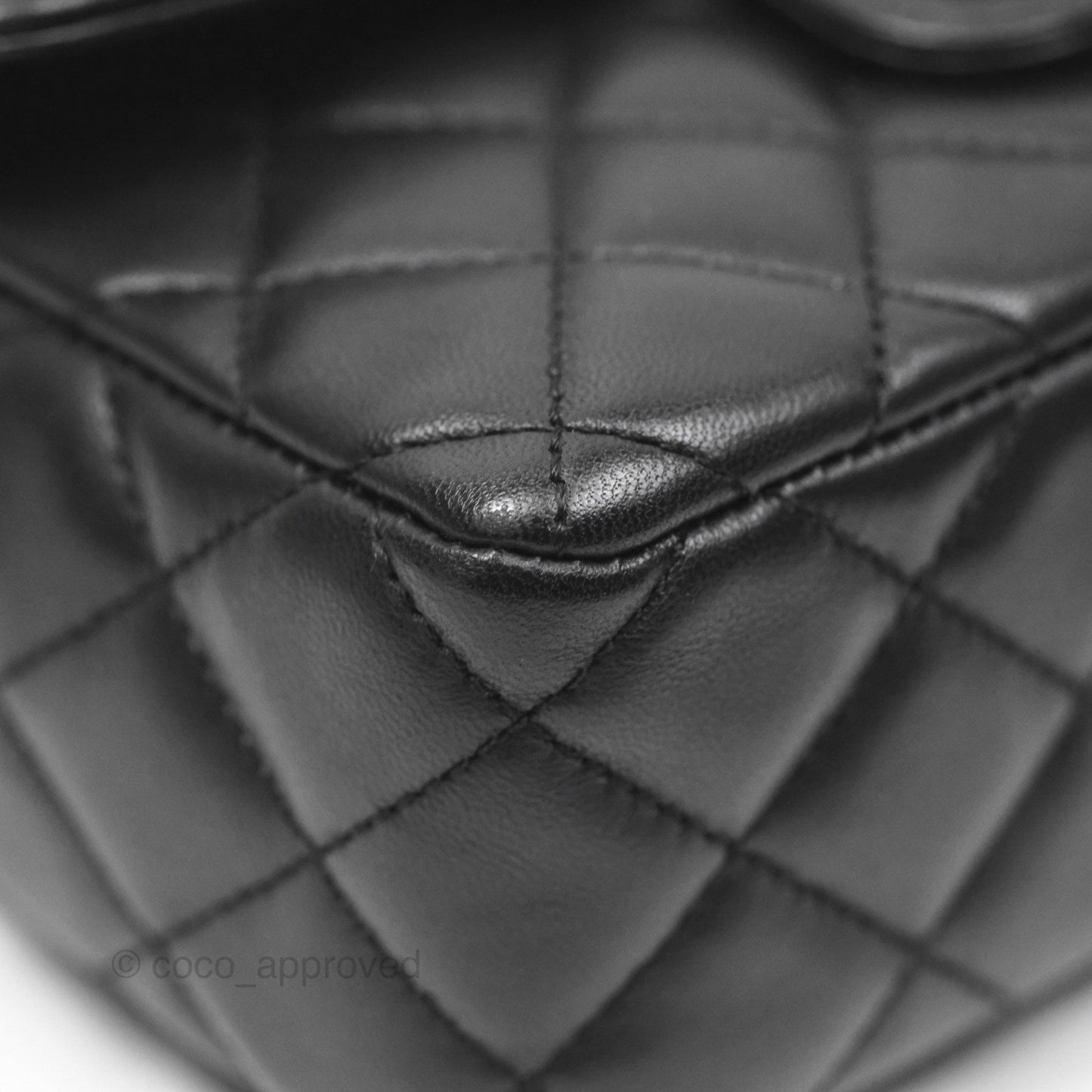 Chanel Flap Bag with Logo Enamel Chain Black Lambskin 22B
