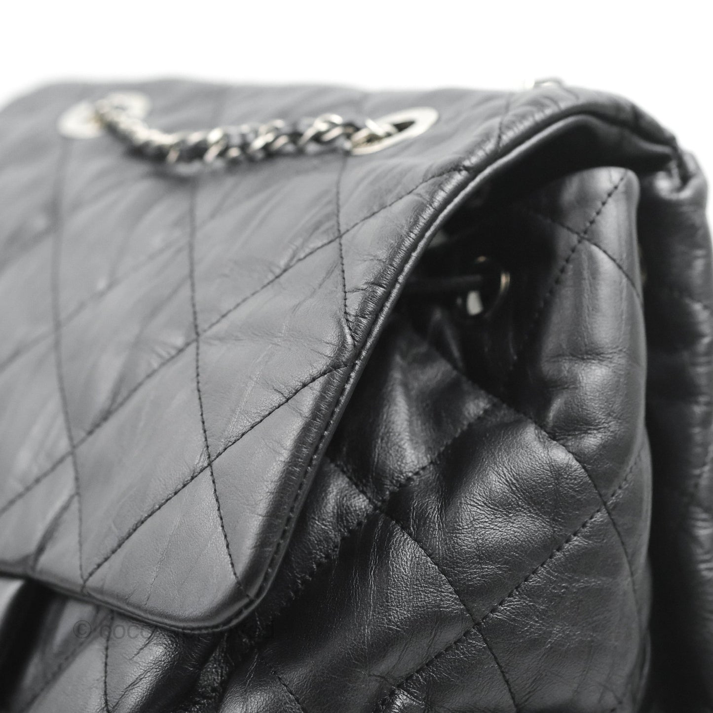 Chanel Ground Control Flap Backpack Quilted Iridescent Dark Grey Aged Calfskin Silver Hardware