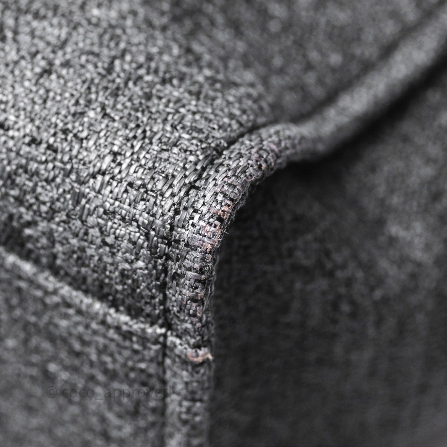 Chanel Large Deauville Glitter Black Grey Raffia Gold Hardware
