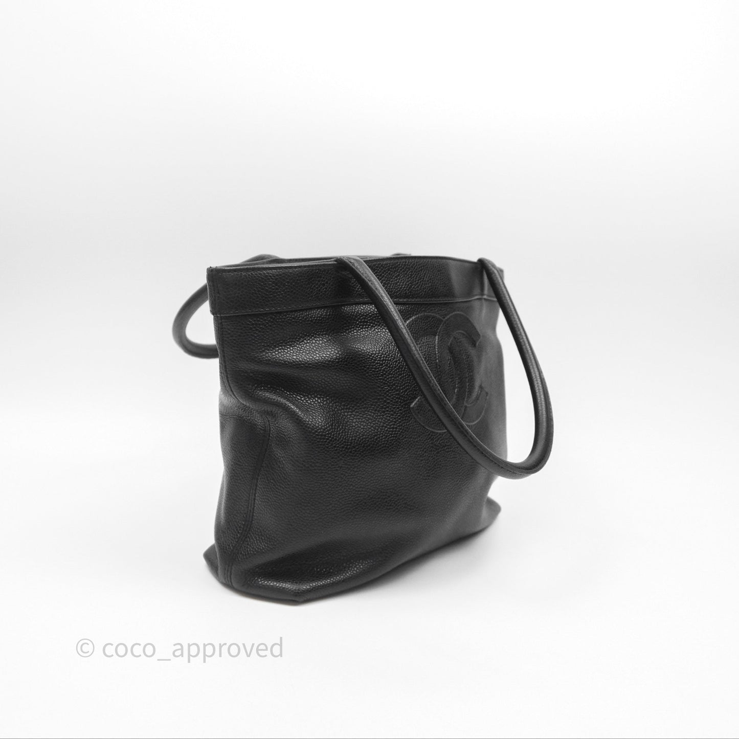 Chanel Vintage CC Tote Bag Black Caviar