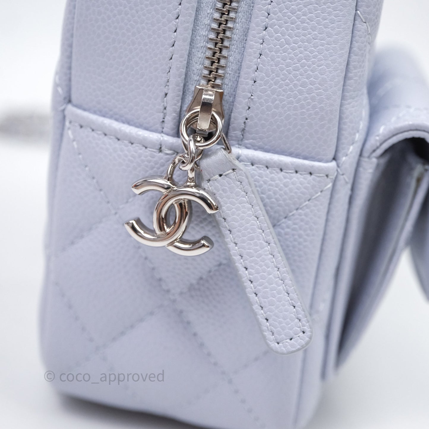 Chanel Classic Mini Backpack Light Blue Caviar Silver Hardware