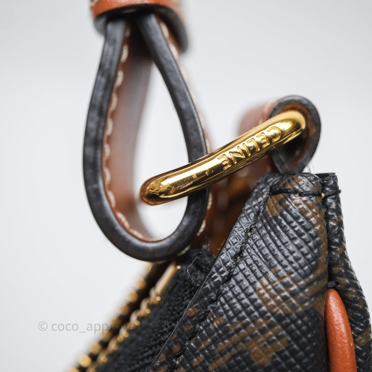 Celine Ava Bag In Triomphe Canvas Calfskin Tan