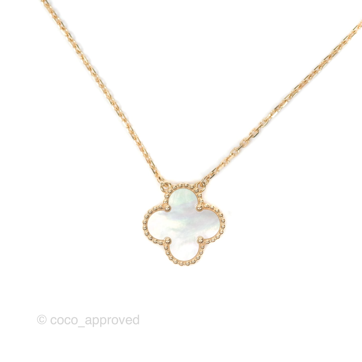 Van Cleef & Arpels Vintage Alhambra Pendant Necklace White Mother-of-pearl Yellow Gold