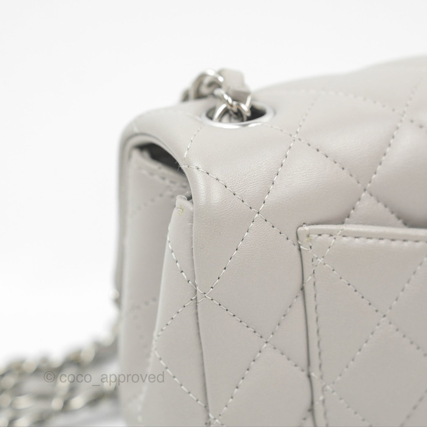 Chanel Quilted Mini Rectangular Grey Lambskin Silver Hardware