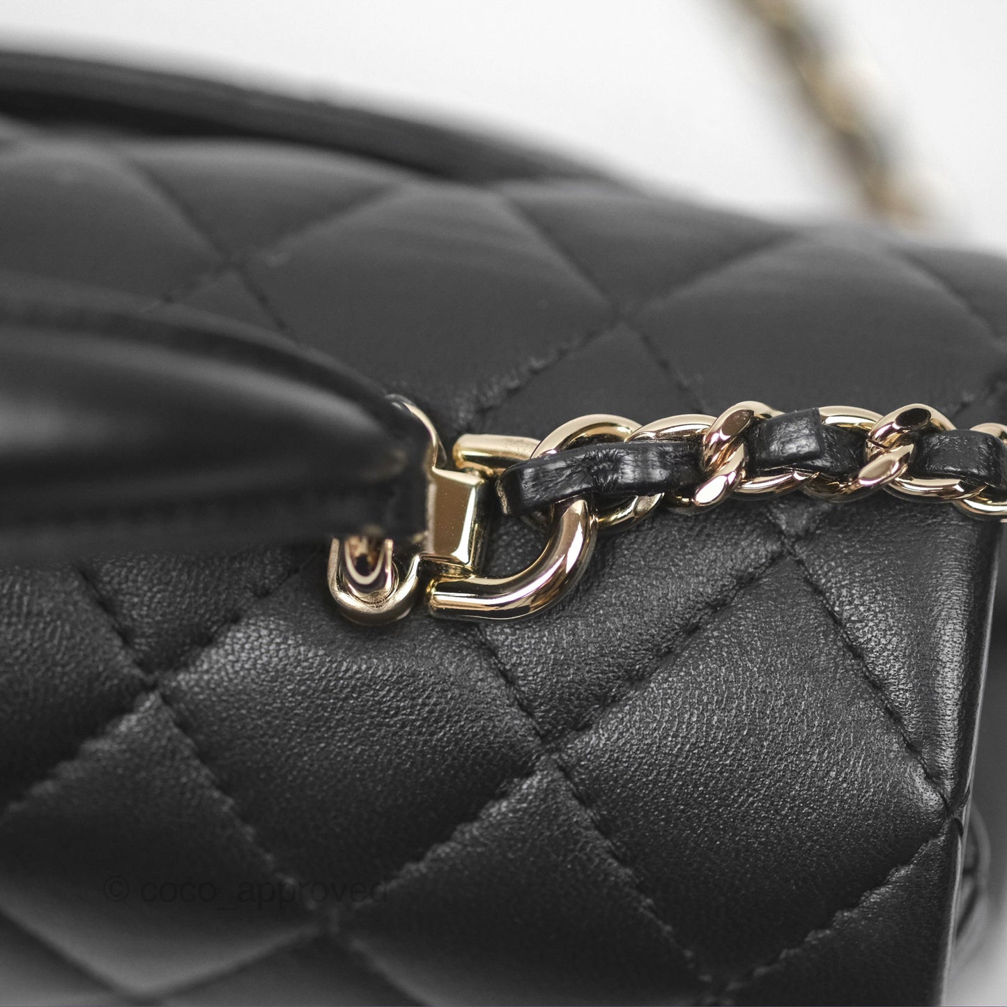 Chanel Top Handle Mini Rectangular Flap Black Lambskin Gold Hardware