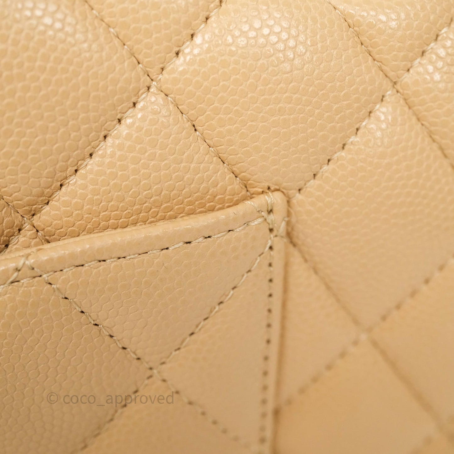 Chanel Classic M/L Medium Flap Quilted Beige Caviar Gold Hardware
