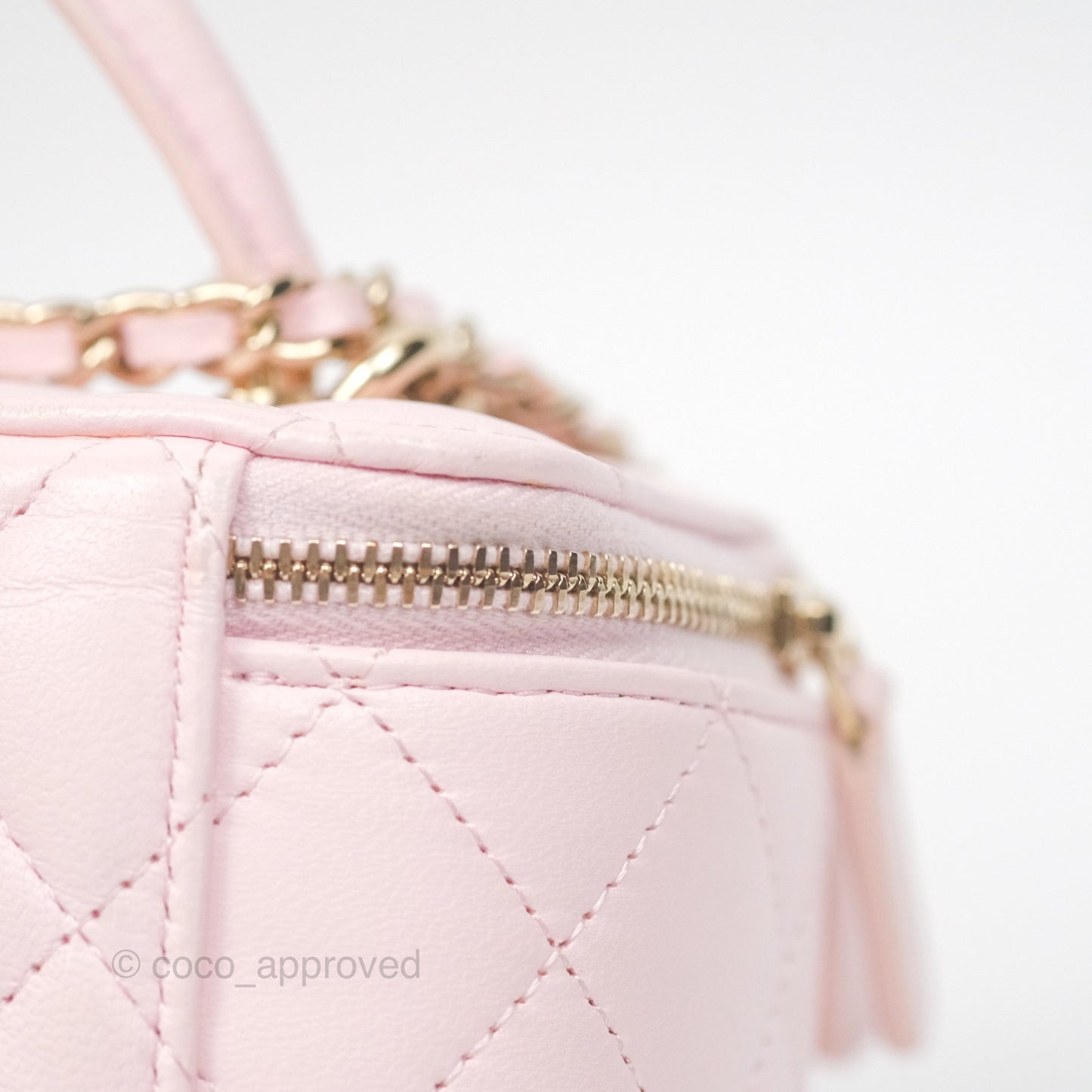 Chanel Vanity Rectangular Top Handle Light Pink Lambskin Gold Hardware