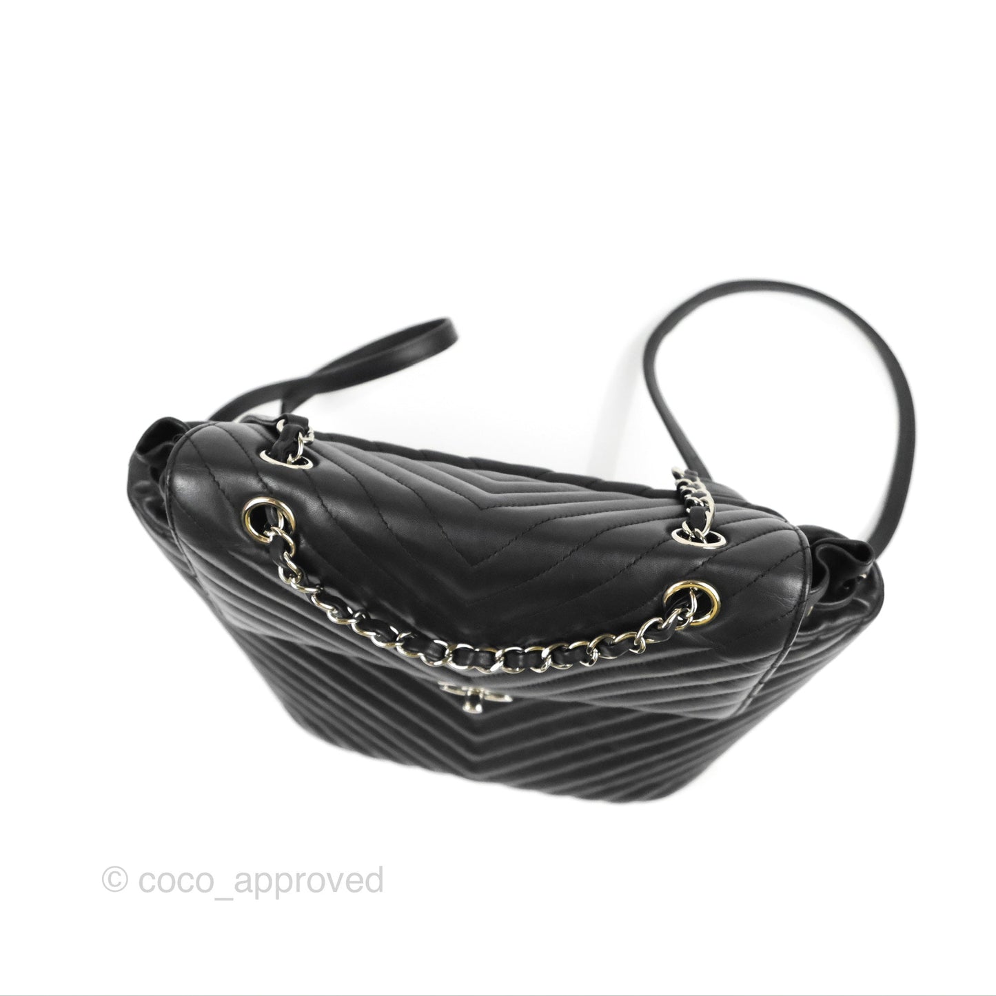 Chanel Medium Chevron Urban Spirit Backpack Black Calfskin Silver Hardware