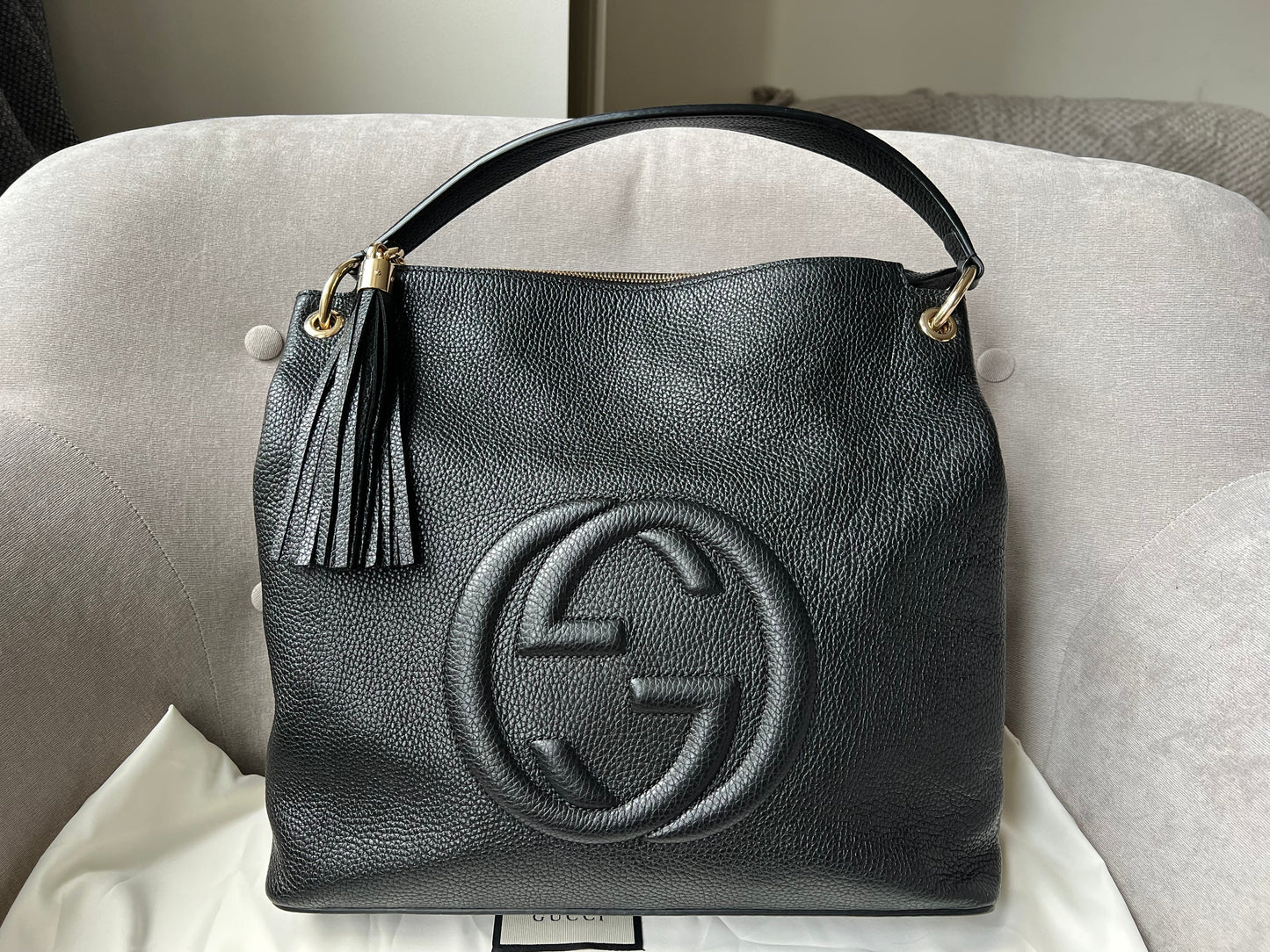 Luxury Gucci Trending 2025 Black Soho Convertible Hobo