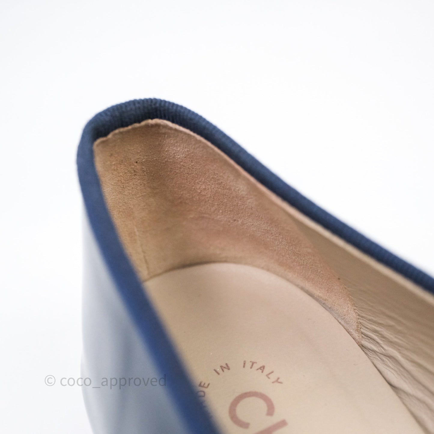 Chanel Ballerina Patent Leather Flats Navy/ Black Size 38.5