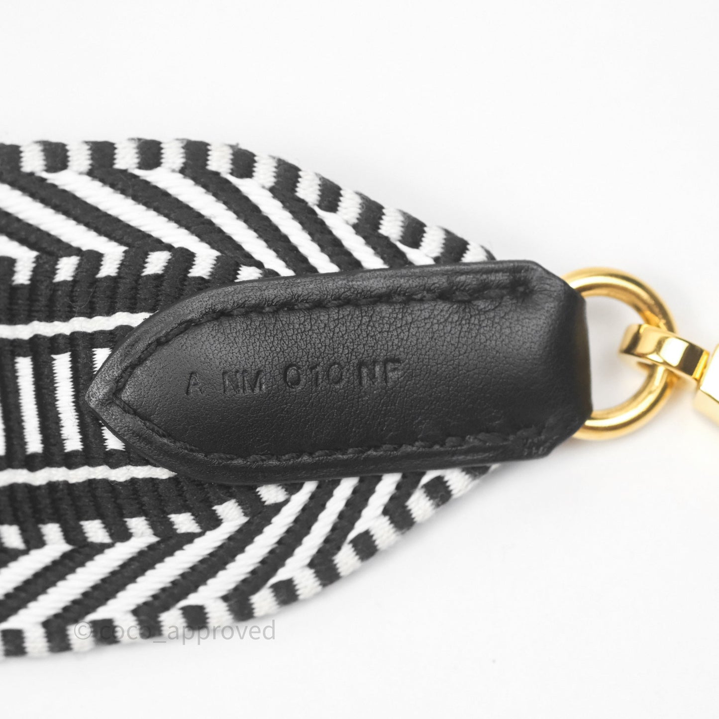 Hermès Sangle Cavale 50 mm Bag Strap Black/ White Gold Hardware