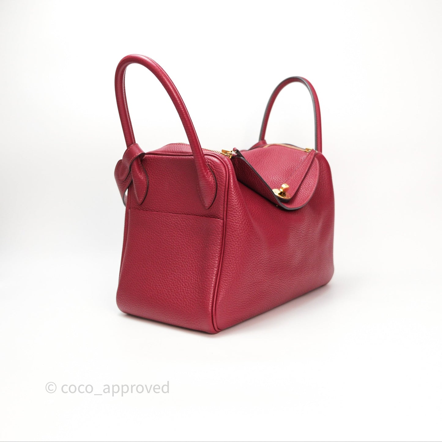 Hermès Lindy 30 Rouge Grenat K1 Clemence Gold Hardware