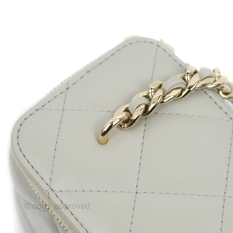 Chanel Vanity with Resin Chain Grey Lambskin Gold Hardware