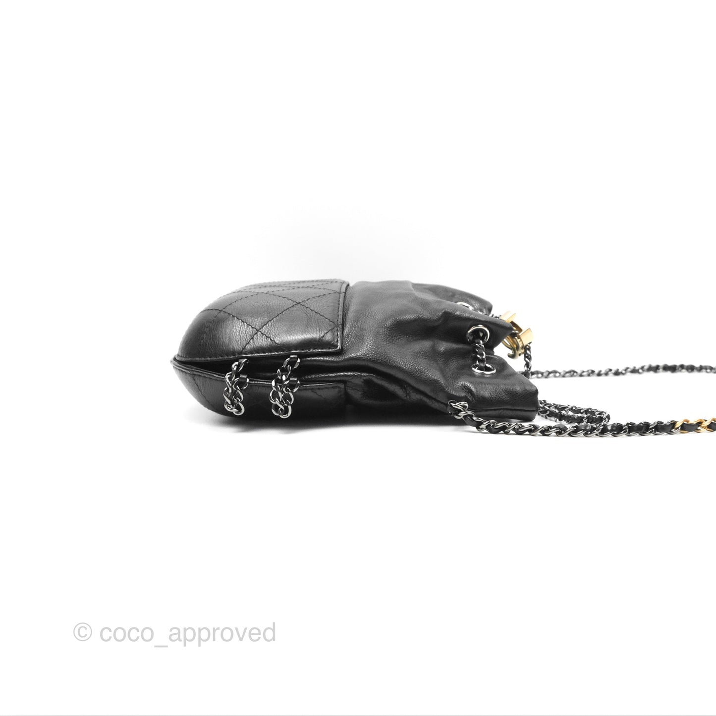 Chanel Small Gabrielle Drawstring Bucket Bag Black Aged Calfskin
