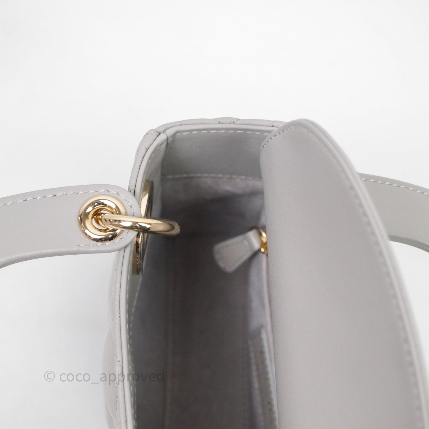 Christian Dior Mini Lady Dior Gray Lambskin Cannage Diamonds Gold Hardware