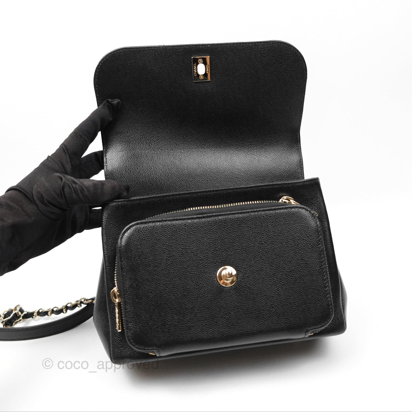Chanel Quilted Medium Business Affinity Flap Black Caviar Light Gold Hardware