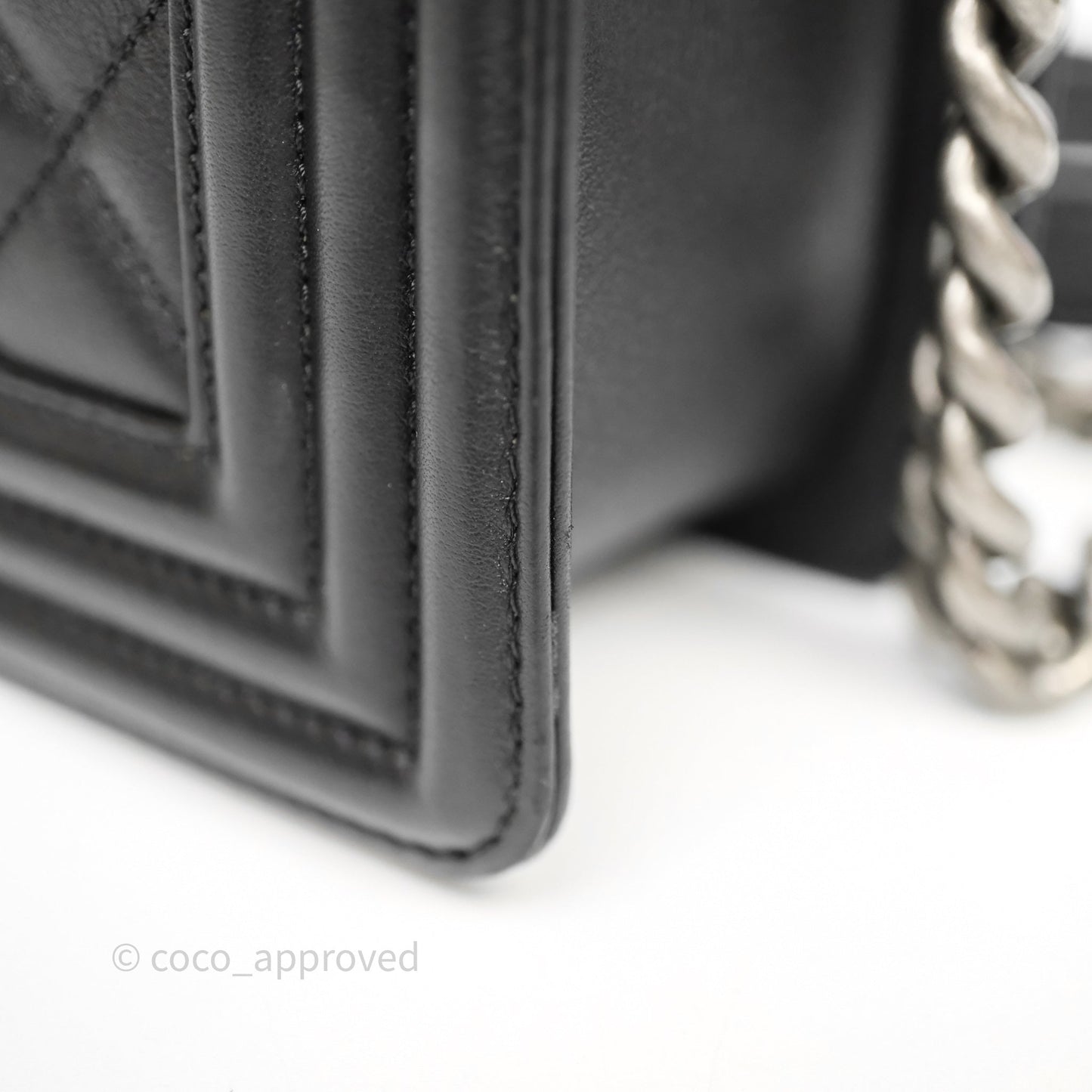 Chanel Quilted Medium Boy Black Calfskin Ruthenium Hardware