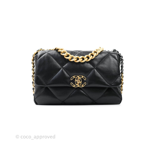 Chanel 19 Medium Black Mixed Hardware Goatskin