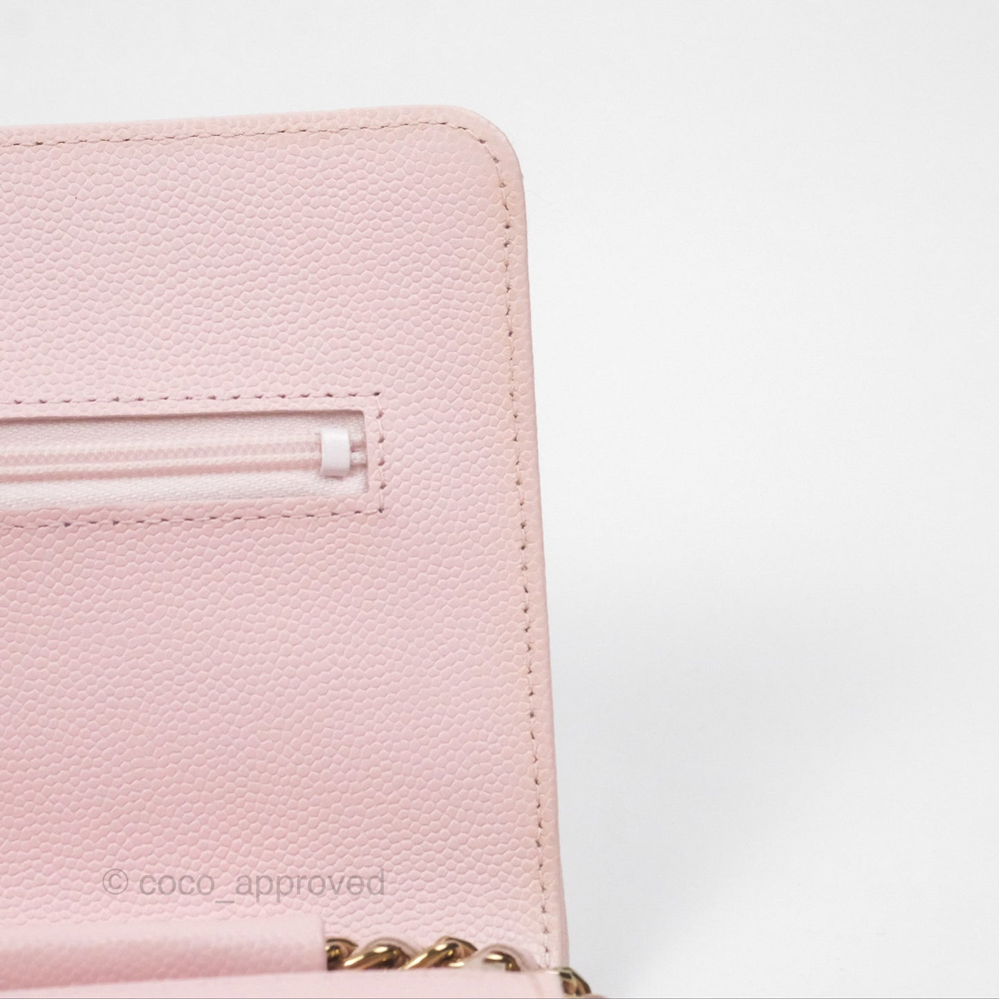 Chanel Quilted Classic Wallet on Chain WOC Pink Caviar Gold Hardware