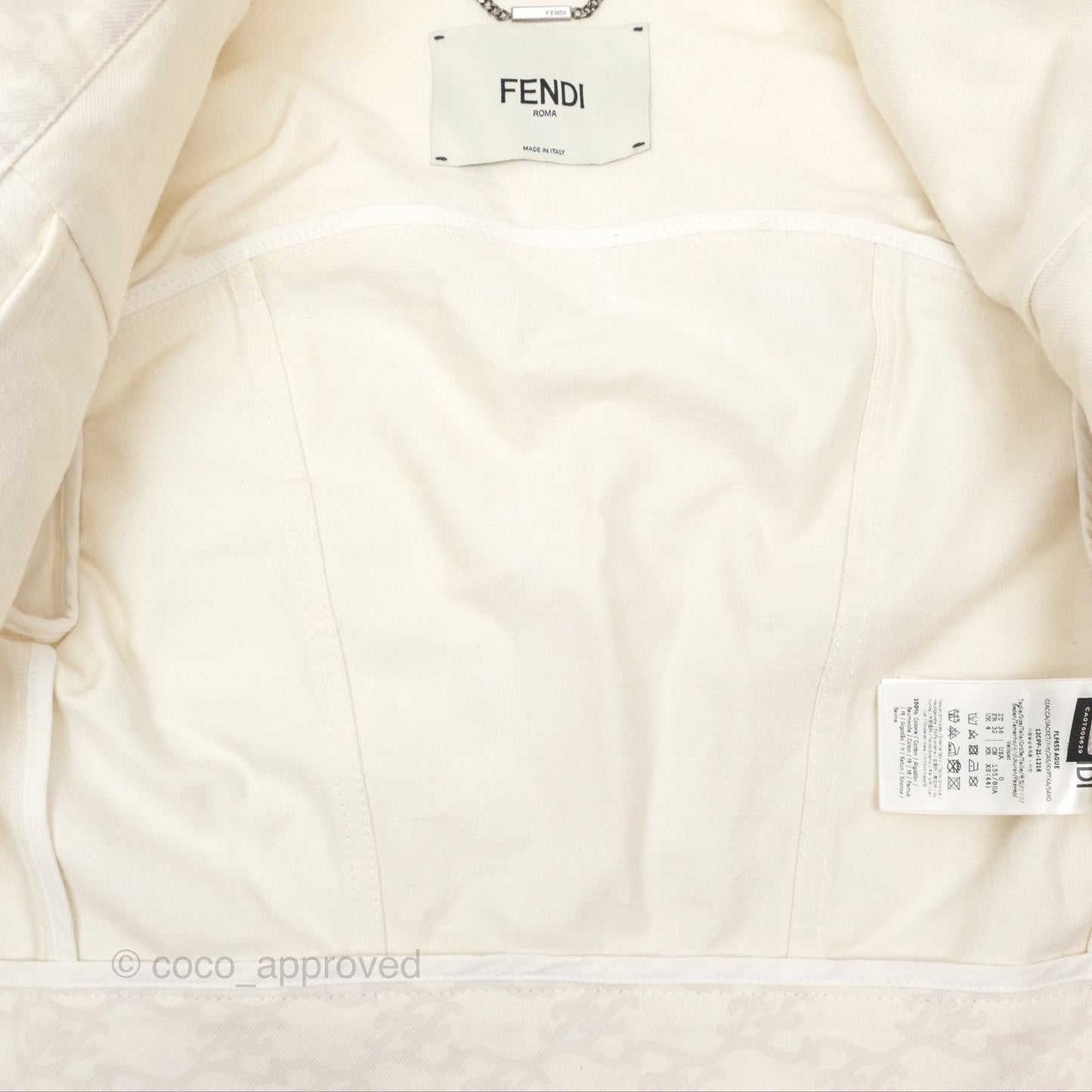 Fendi White Denim Jacket Size 36