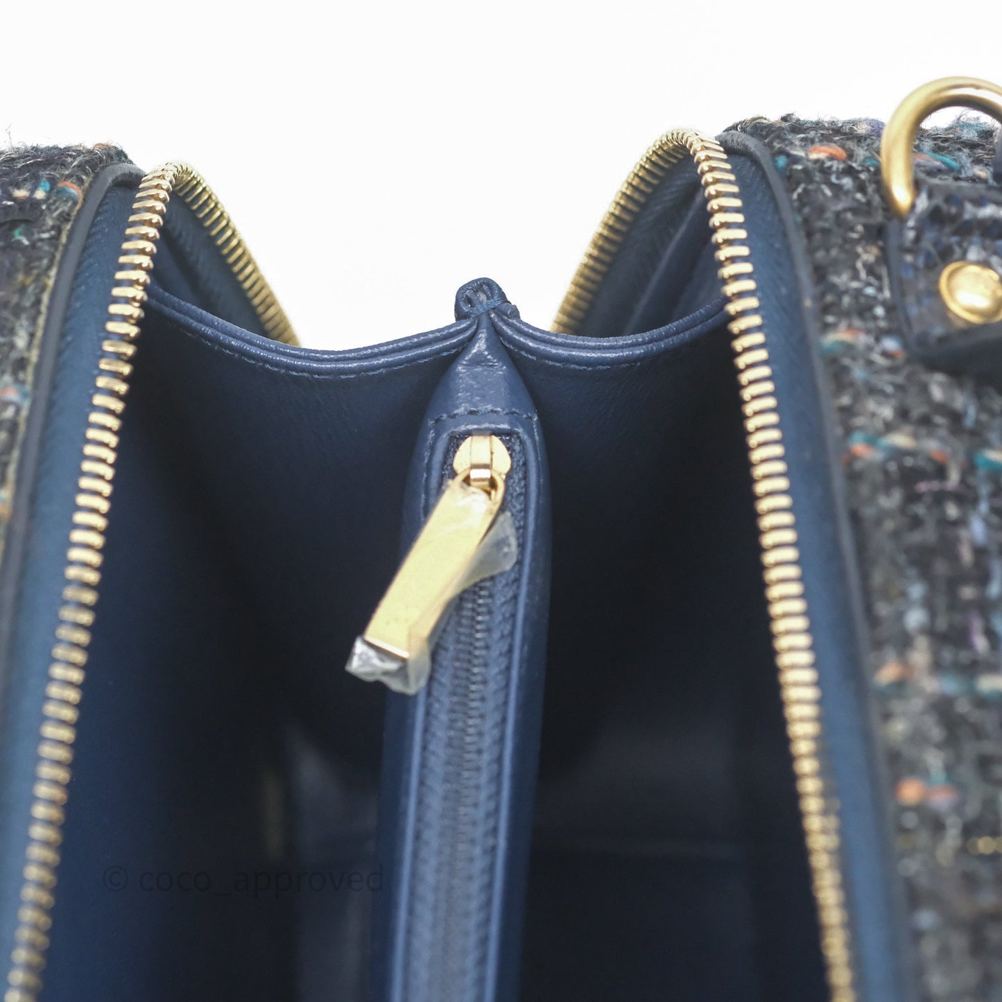 Chanel Medium CC Filigree Vanity Case Navy Tweed Python