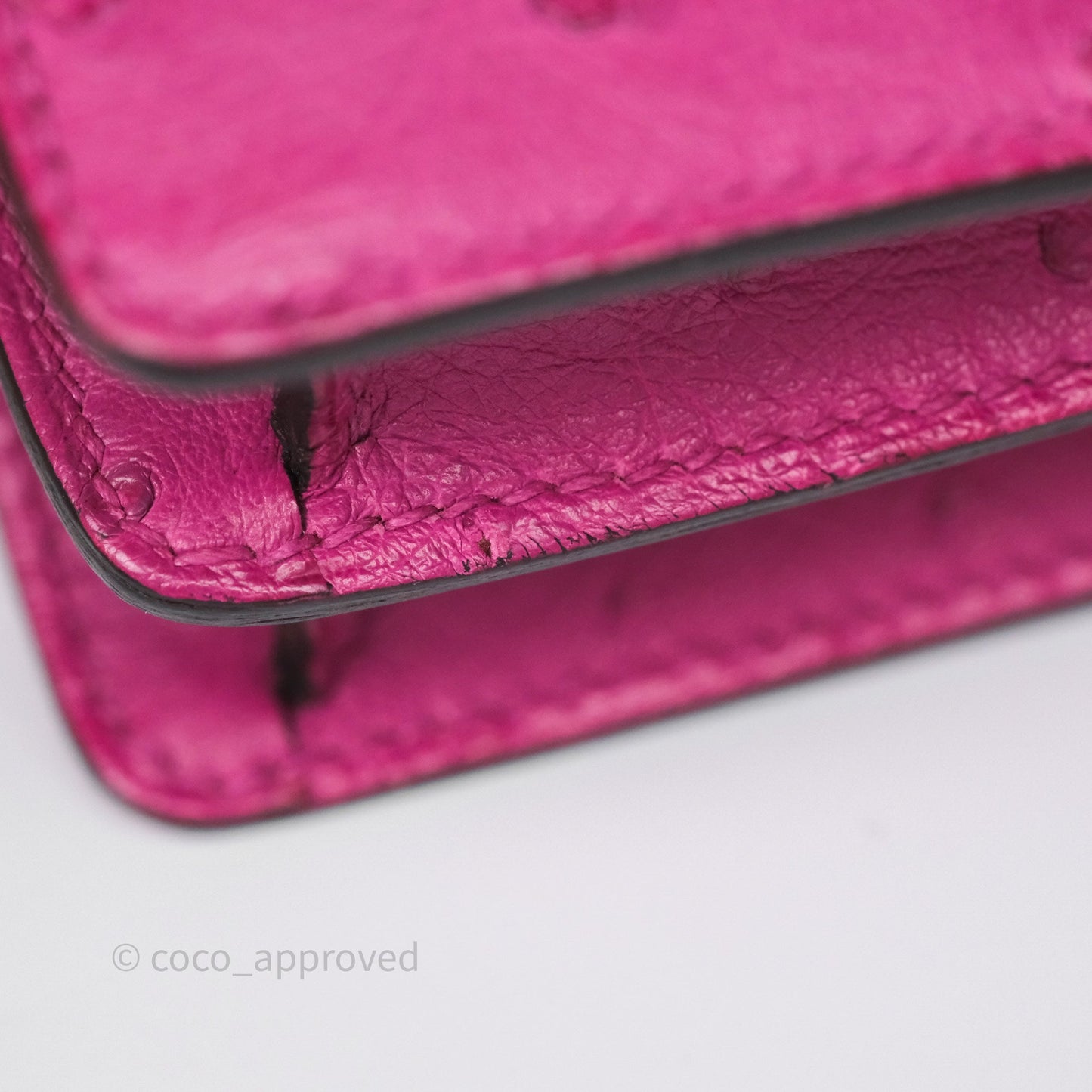 Hermès Roulis Mini 18 Rose Pourpre L3 Autruche Palladium Hardware