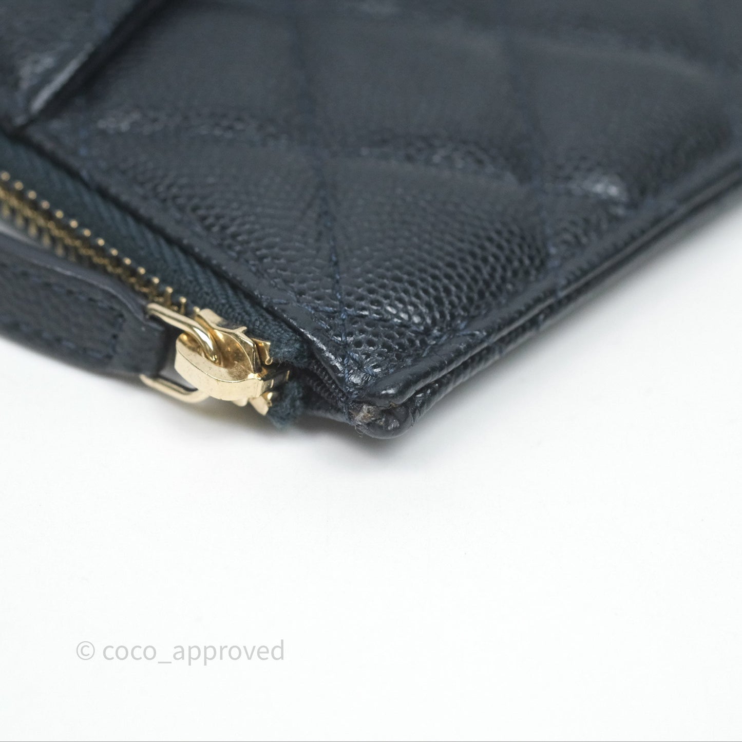 Chanel Classic Flat Navy Caviar Wallet Pouch Gold Hardware