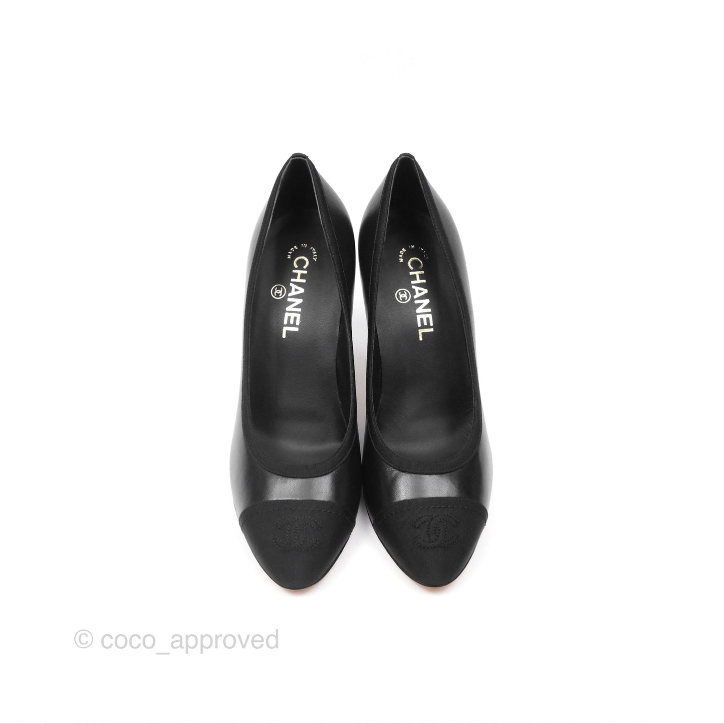 Chanel Classic Heels CC Black Lambskin Size 39.5