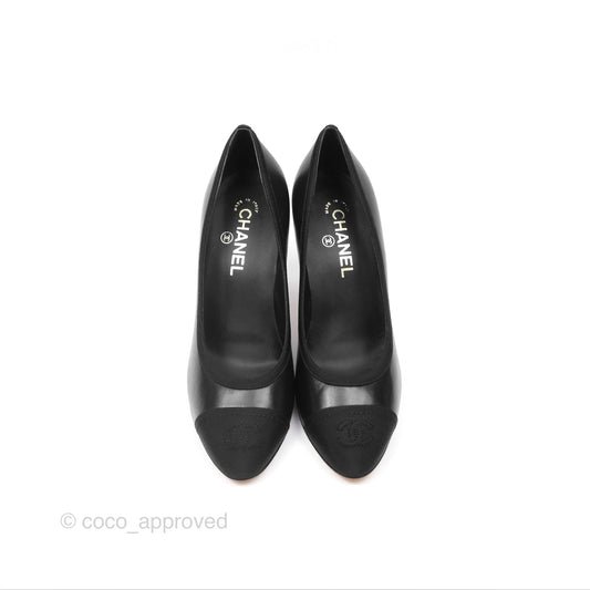 Chanel Classic Heels CC Black Lambskin Size 39.5