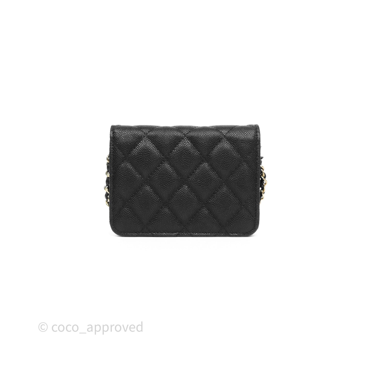 Chanel Mini Wallet With Chain Black Caviar Gold Hardware