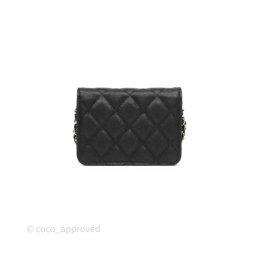 Chanel Mini Wallet With Chain Black Caviar Gold Hardware