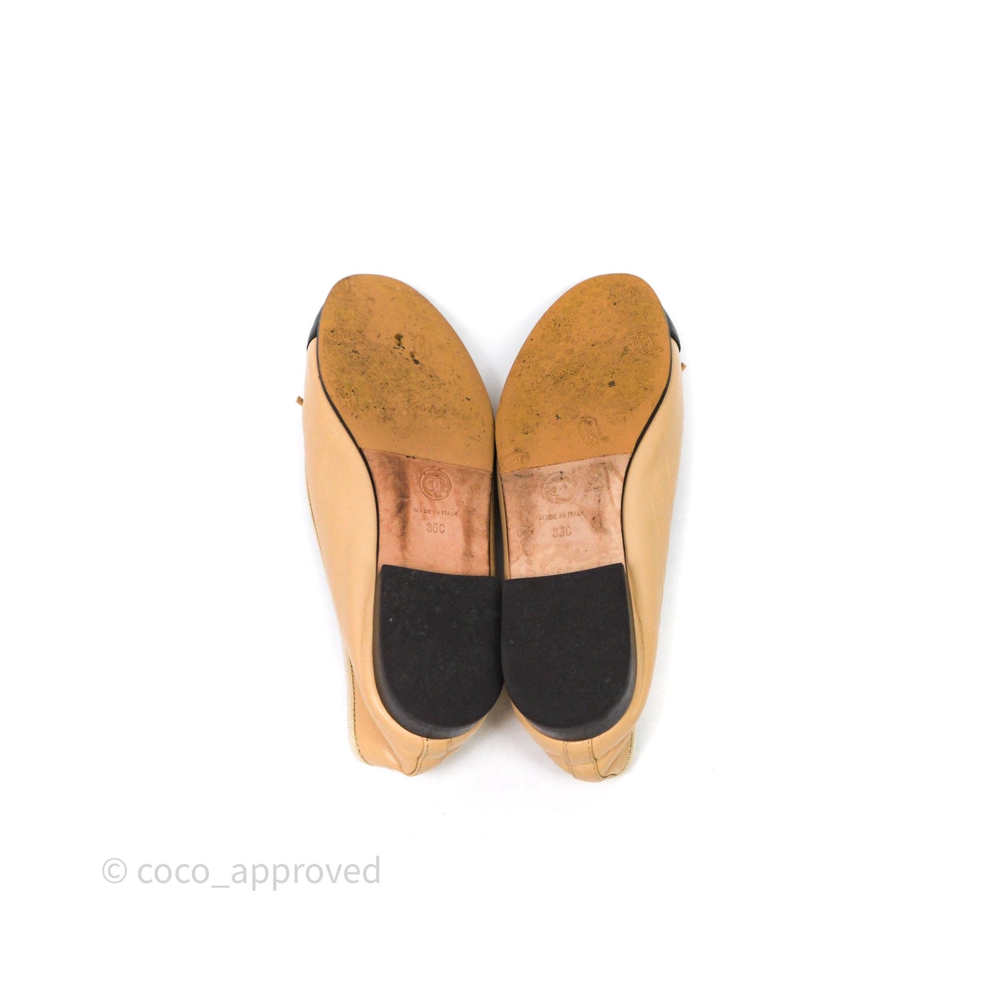 Chanel Ballerina Flats Black Beige Size 36