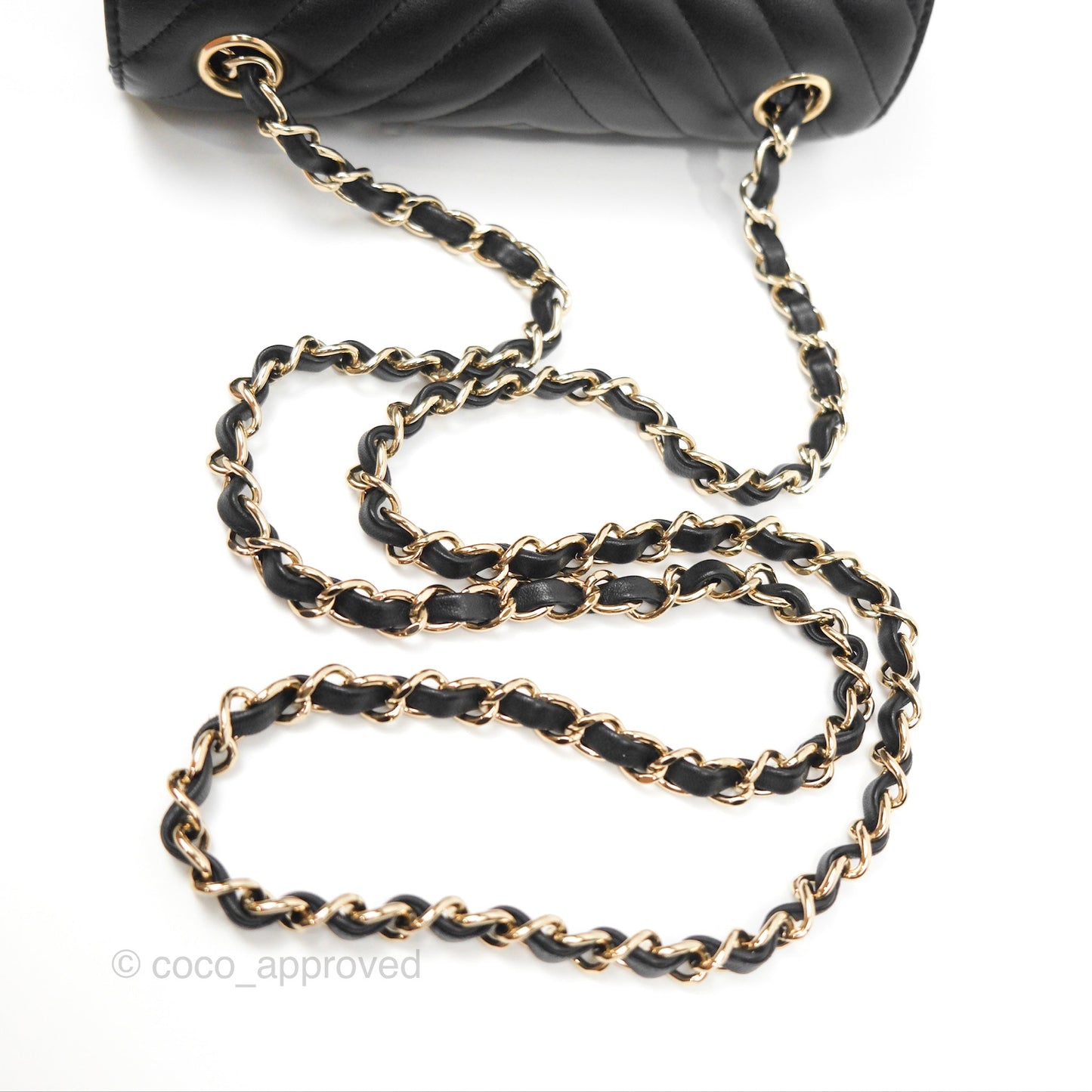 Chanel Chevron Mini Rectangular Flap Black Lambskin Gold Hardware