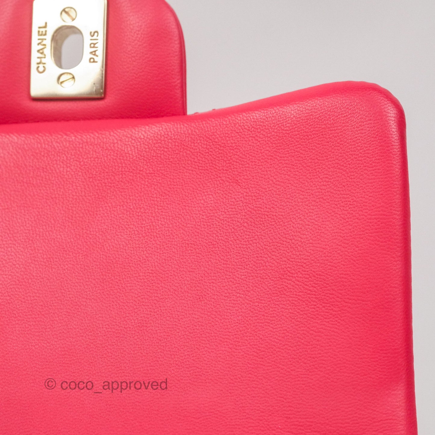 Chanel Mini Square Quilted Red Lambskin Gold Hardware