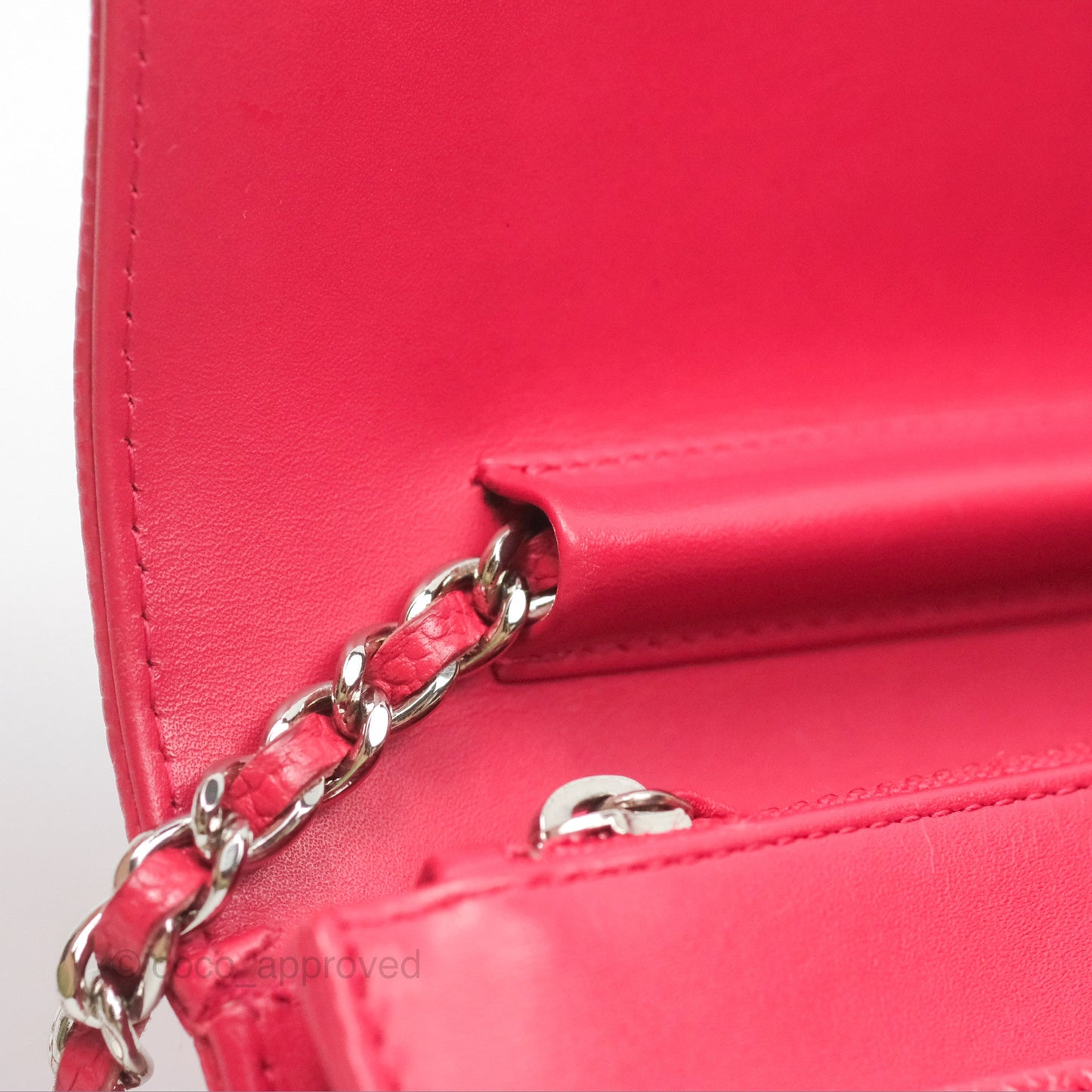 Chanel CC Wallet On Chain WOC Dark Pink Caviar Silver Hardware