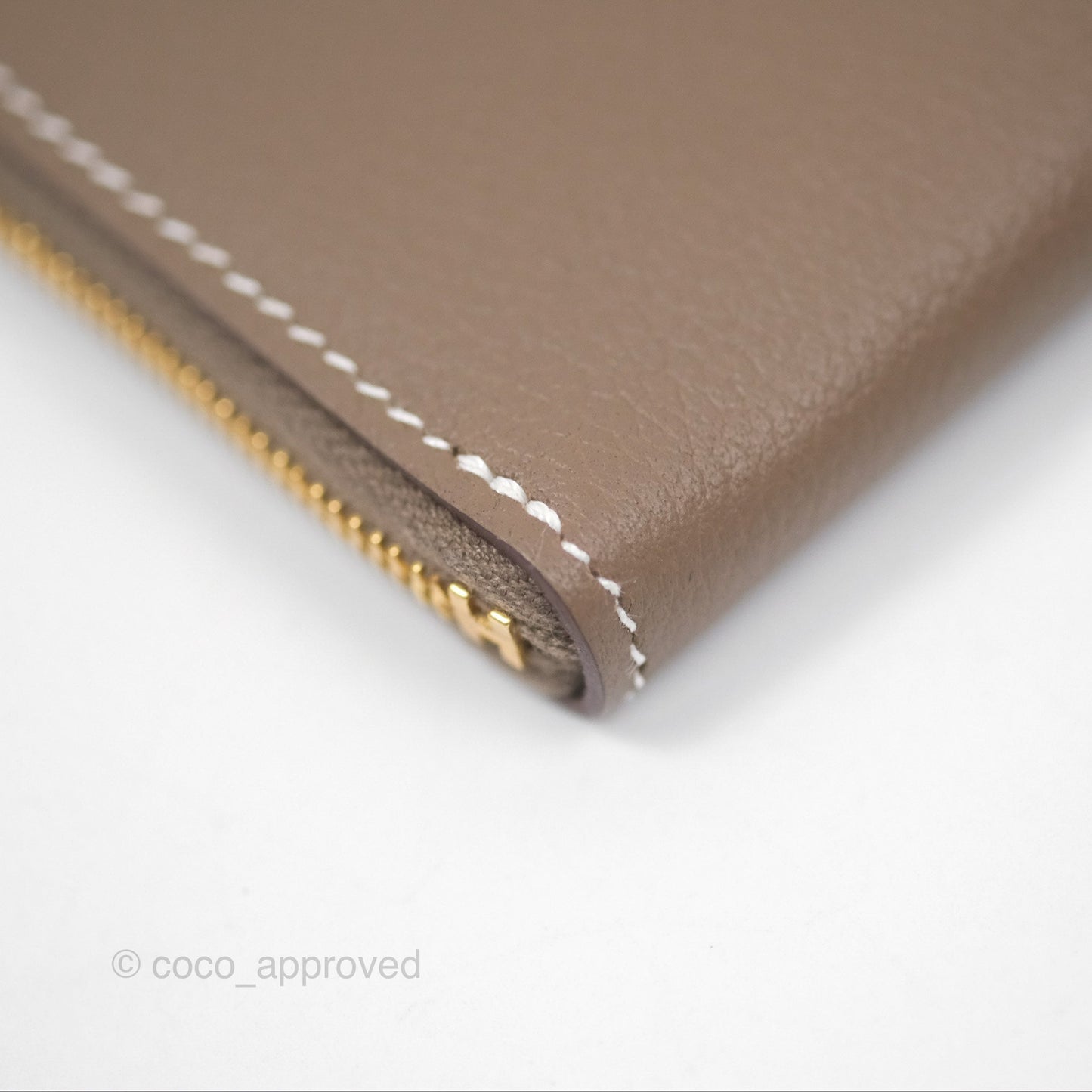 Hermès Zipengo Chaine d'Ancre Compact Card Holder Etoupe 18 Evercolor Gold Hardware