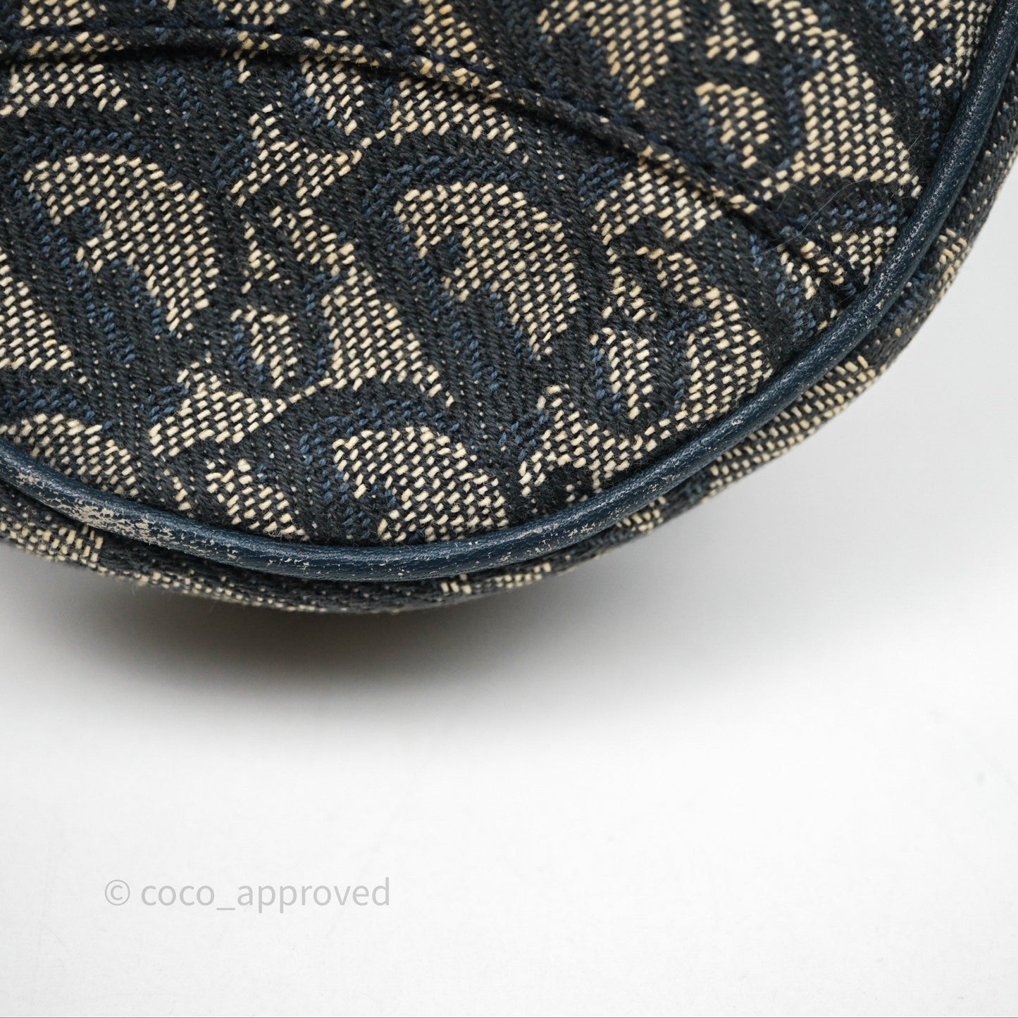 Christian Dior Vintage Mini Saddle Bag Blue Oblique Jacquard