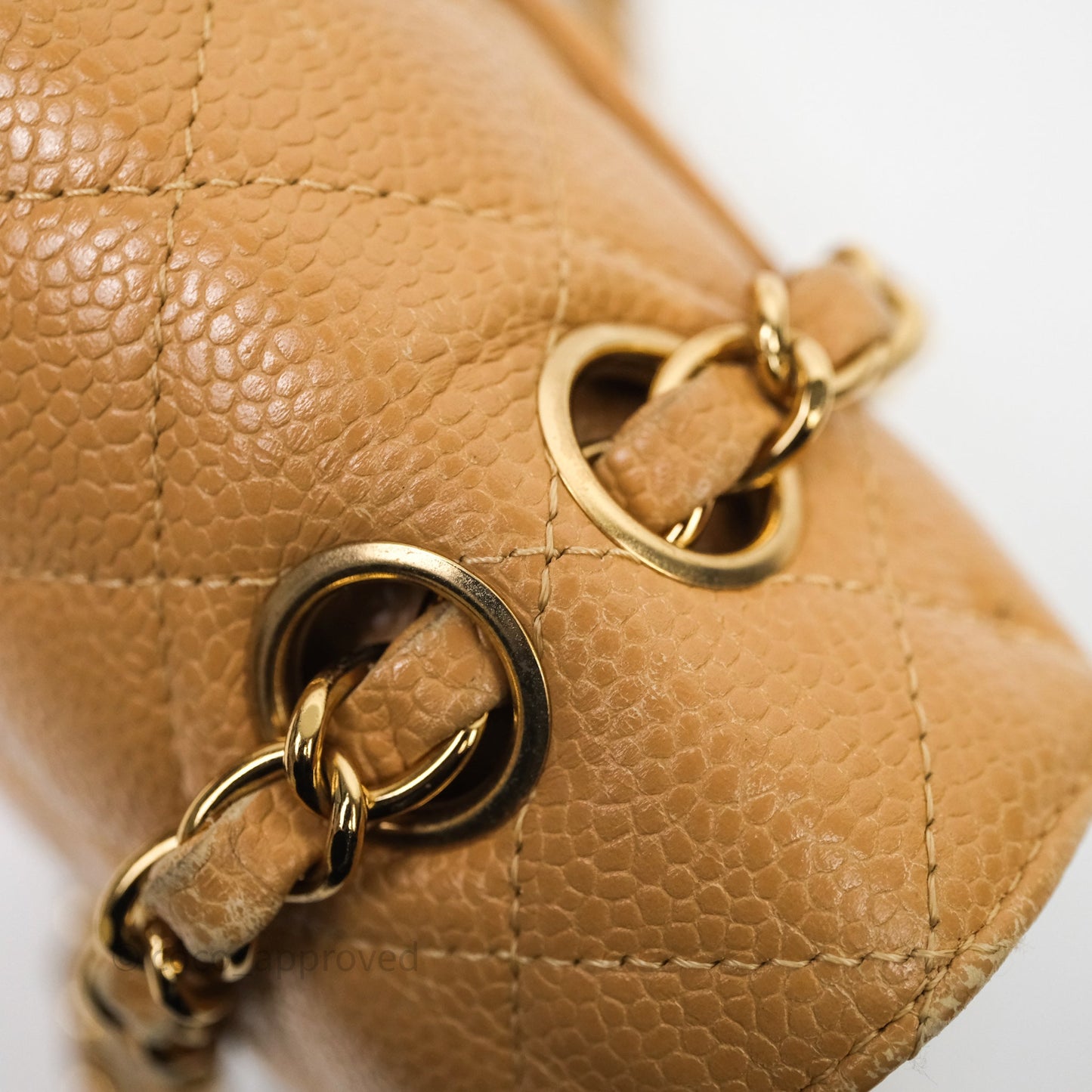 Chanel Vintage Small Classic Flap Beige Claire Caviar 24K Gold Hardware