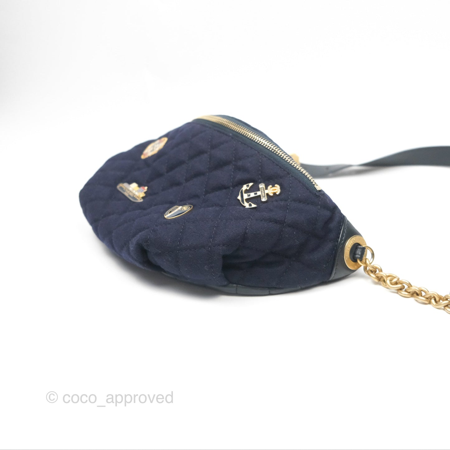 Chanel Paris Hamburg Charms Belt Bag Navy Wool Lambskin