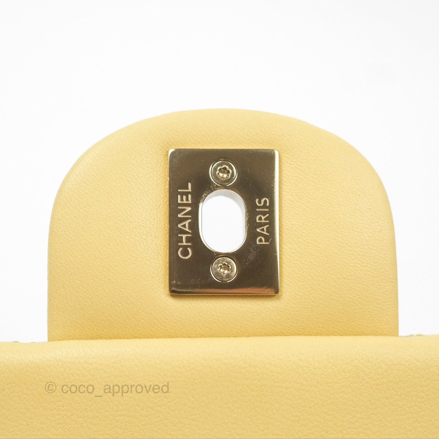 Chanel Mini Square Quilted Yellow Lambskin Gold Hardware