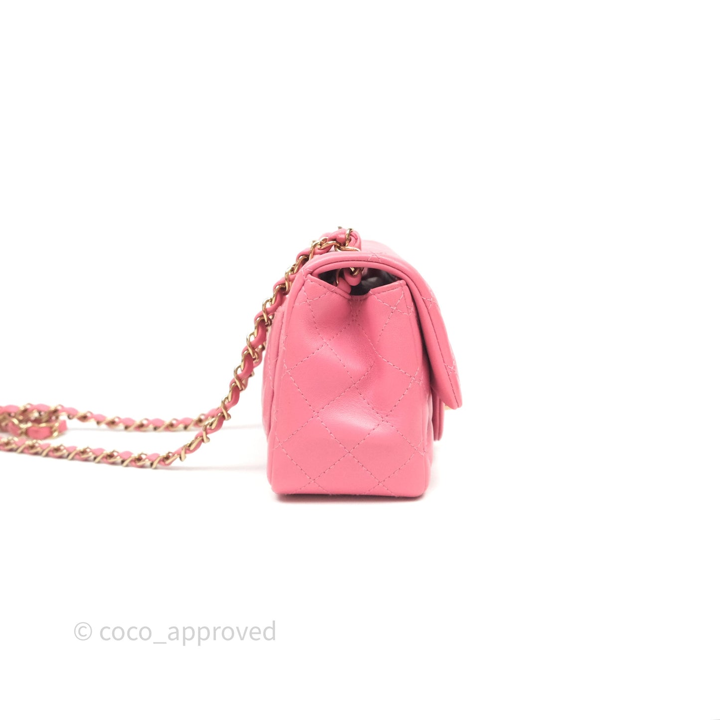 Chanel Mini Square Flap Quilted Pink Lambskin Gold Hardware